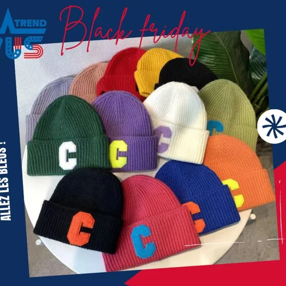 Winter unisex multi color C letter beanie cap - Picture 10 of 10